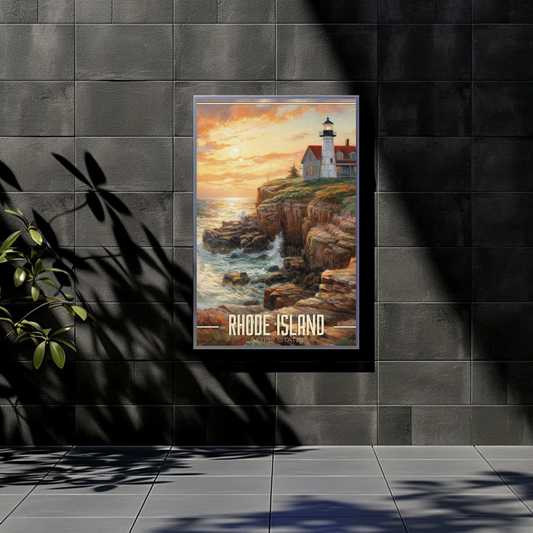 Vintage Poster - Rhode Island Lighthouse United States