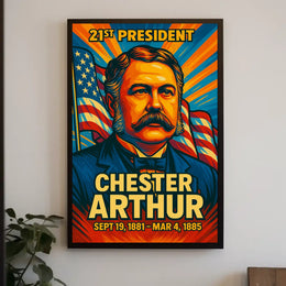 Chester A. Arthur 21st President of the United States Colorful Comic Book Style Poster