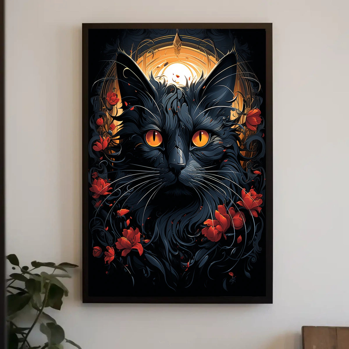 Exquisite Black Cat with Mesmerizing Eyes Animal Poster