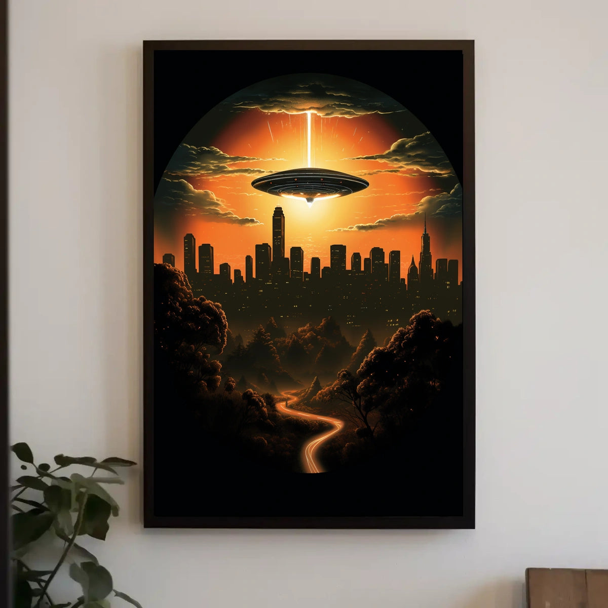 Alien Encounter at Sunset Poster