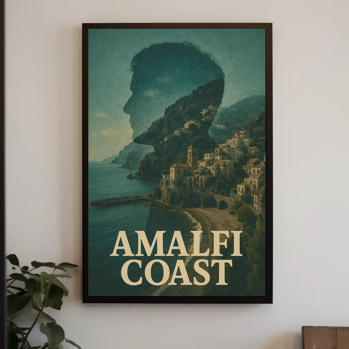 Amalfi Coast Silhouette Poster Coastal Wall Art Decor