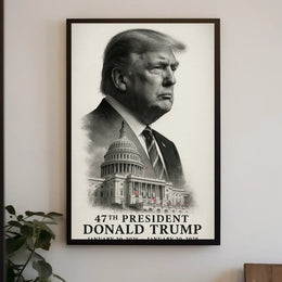 Donald Trump Resolute Visionary Above the Capitol Poster