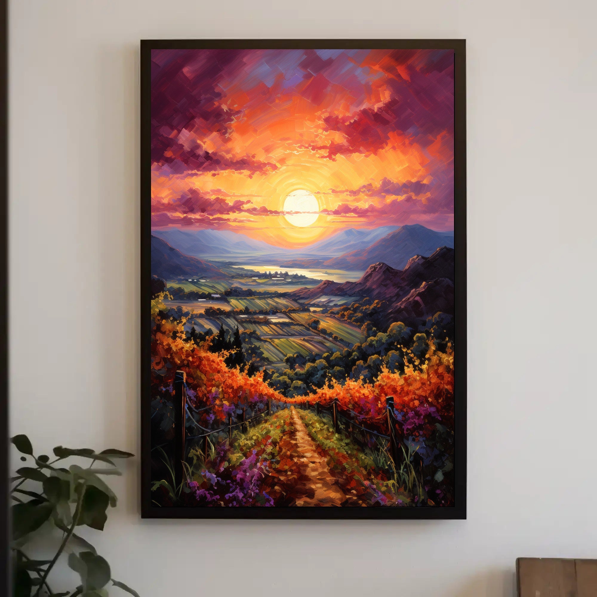 Sunset Over The Vineyard Poster