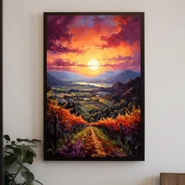 Sunset Over The Vineyard Poster