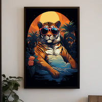 Stylized Tiger Tropical Escape Animal Poster