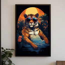 Stylized Tiger Tropical Escape Animal Poster