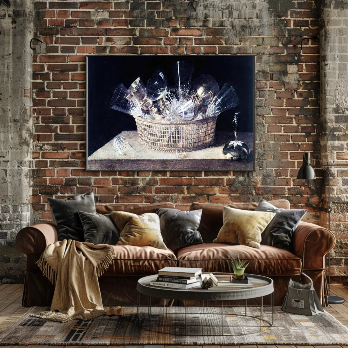 This poster features a classic still life painting with a focus on a Travel Poster