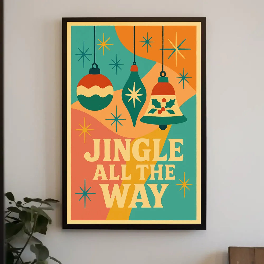 Festive Christmas Ornaments Retro Design Abstract Artistic Poster