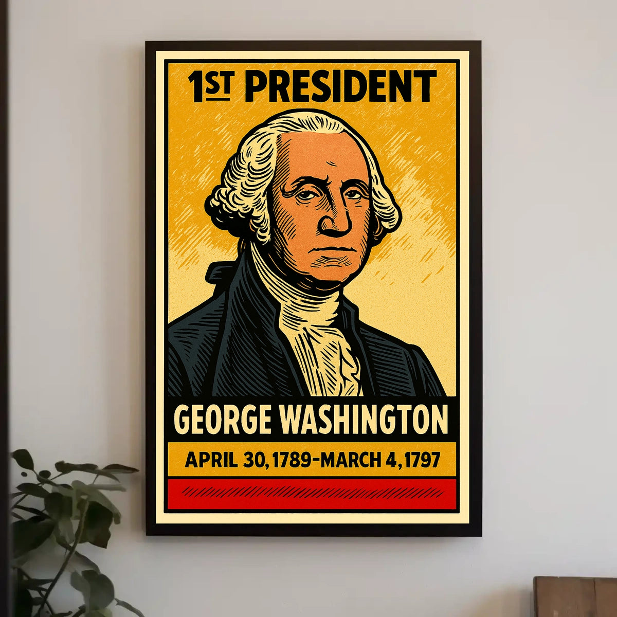 George Washington 1st President of the United States Inked Comic Style Poster