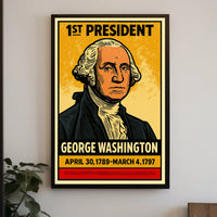 George Washington 1st President of the United States Inked Comic Style Poster