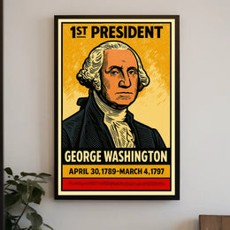 George Washington 1st President of the United States Inked Comic Style Poster