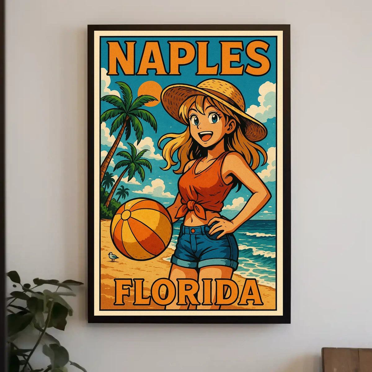 Naples Florida Beach Vibes Poster Coastal Wall Art 18x24