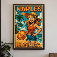 Naples Florida Beach Vibes Poster Coastal Wall Art 18x24