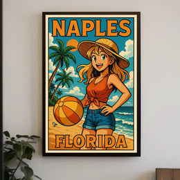Naples Florida Beach Vibes Poster Coastal Wall Art 18x24