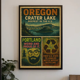 Oregon Pride Crater Lake And Portland Poster