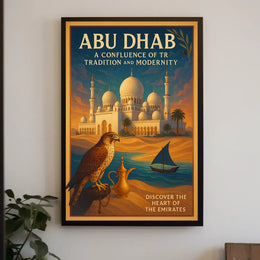 Abu Dhabi Vintage Travel Poster Celebrating Heritage and Modernity