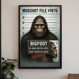 Bigfoot Mugshot  Mythical Sighting Poster PosterGoat