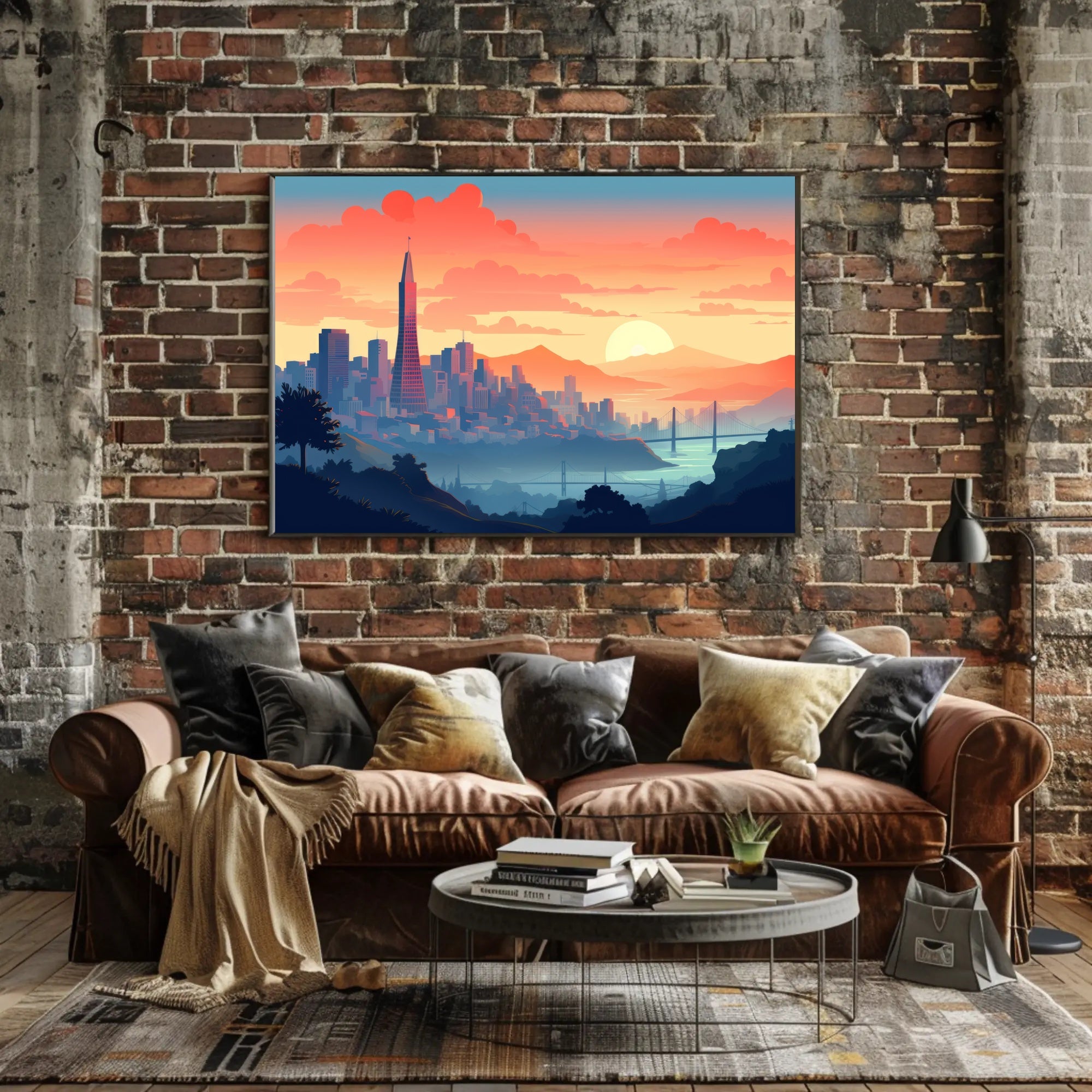 Sunset Over the Cityscape Poster