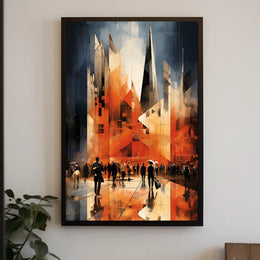 Majestic City Skyline Explored: Abstract, Artistic Poster