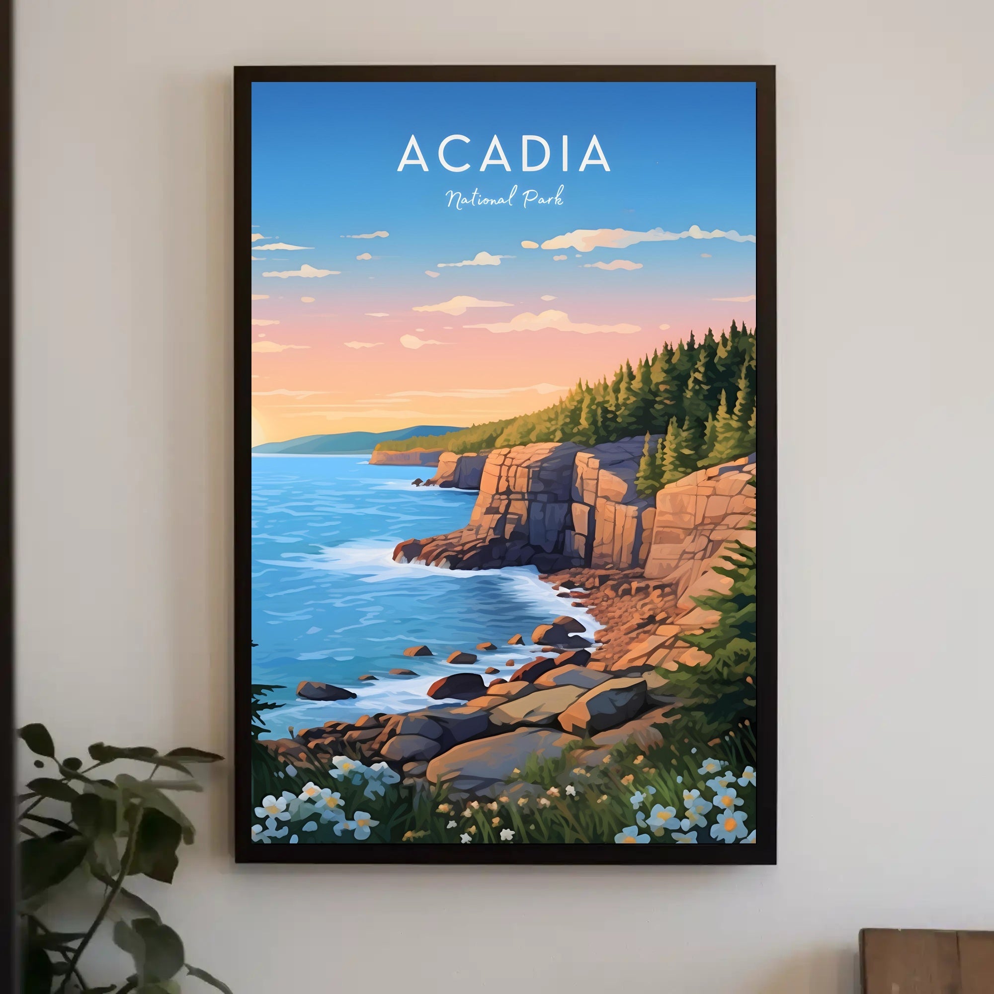 Scenic Coastal Sunrise Acadia National Park Poster