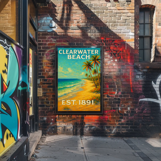 Clearwater Beach Florida Palm Coast Travel Poster
