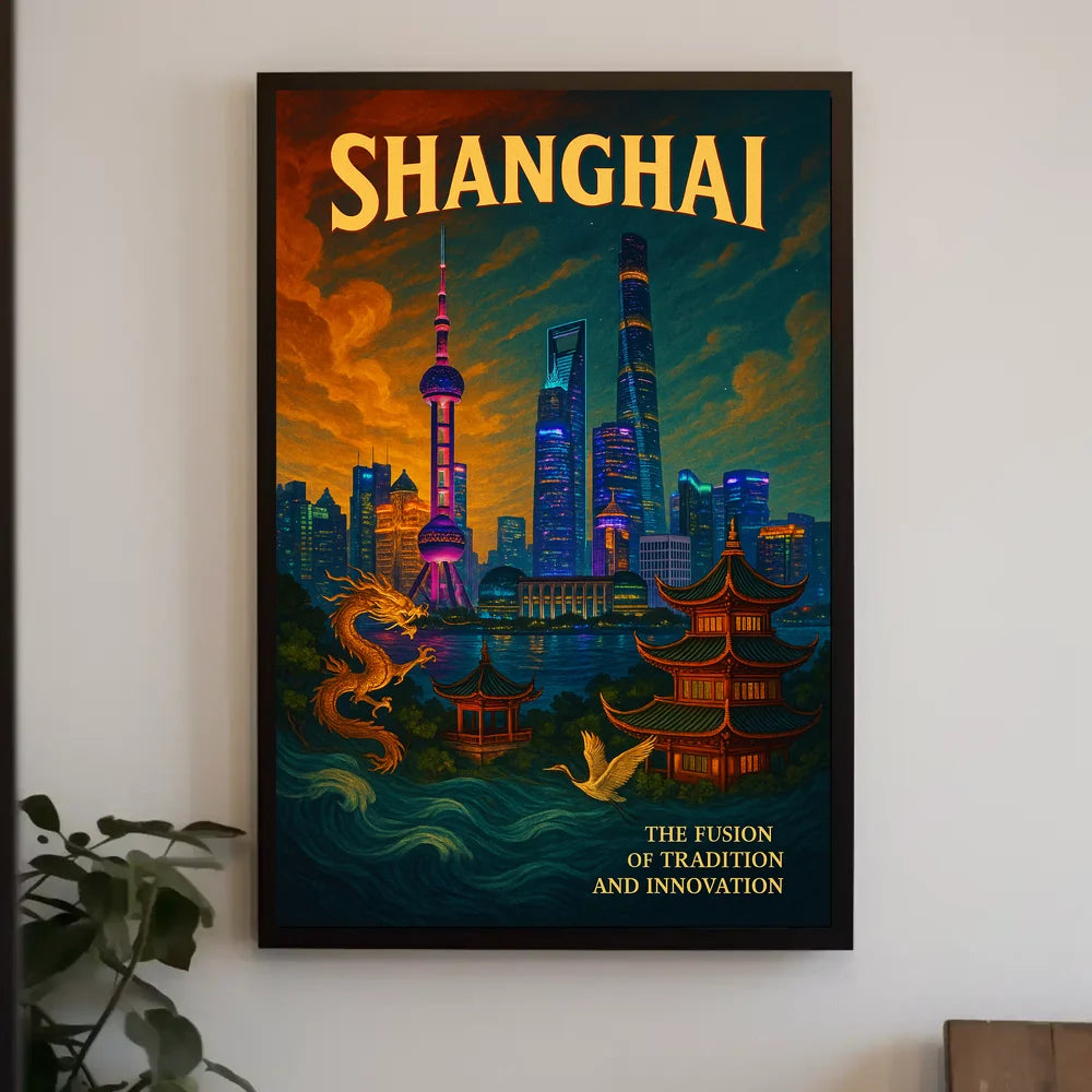 Shanghai's Vibrant Fusion Cityscape Urban or Cityscape Poster PosterGoat
