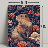 Groundhog in Blossoming Foliage Animal Poster
