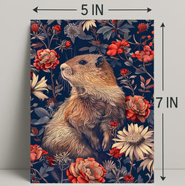 Groundhog in Blossoming Foliage Animal Poster