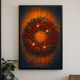 Festive Holiday Wreath Poster