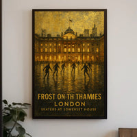 Frost On The Thames Skaters At Poster