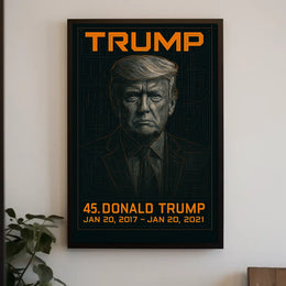 Donald Trump 45th President of the United States Techno Schematic Poster