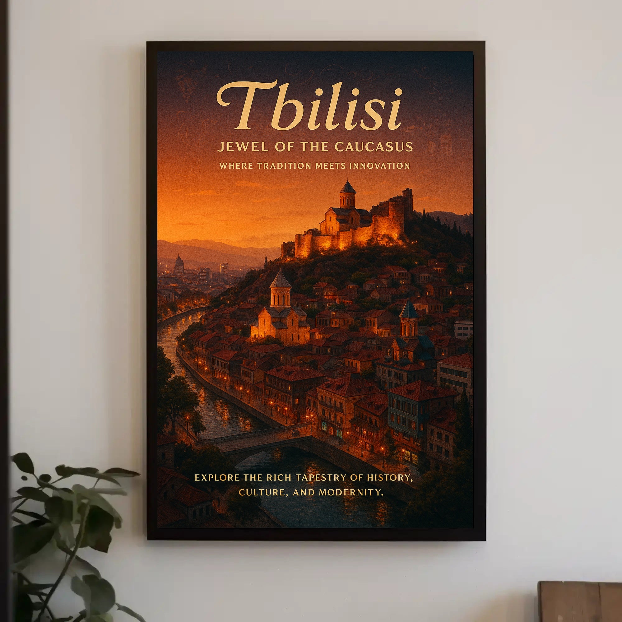Tbilisi at Sunset: Romantic Urban or Cityscape Poster
