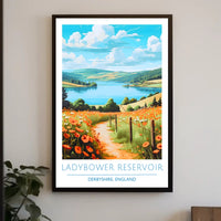 Ladybower Reservoir England Scenic Travel Poster
