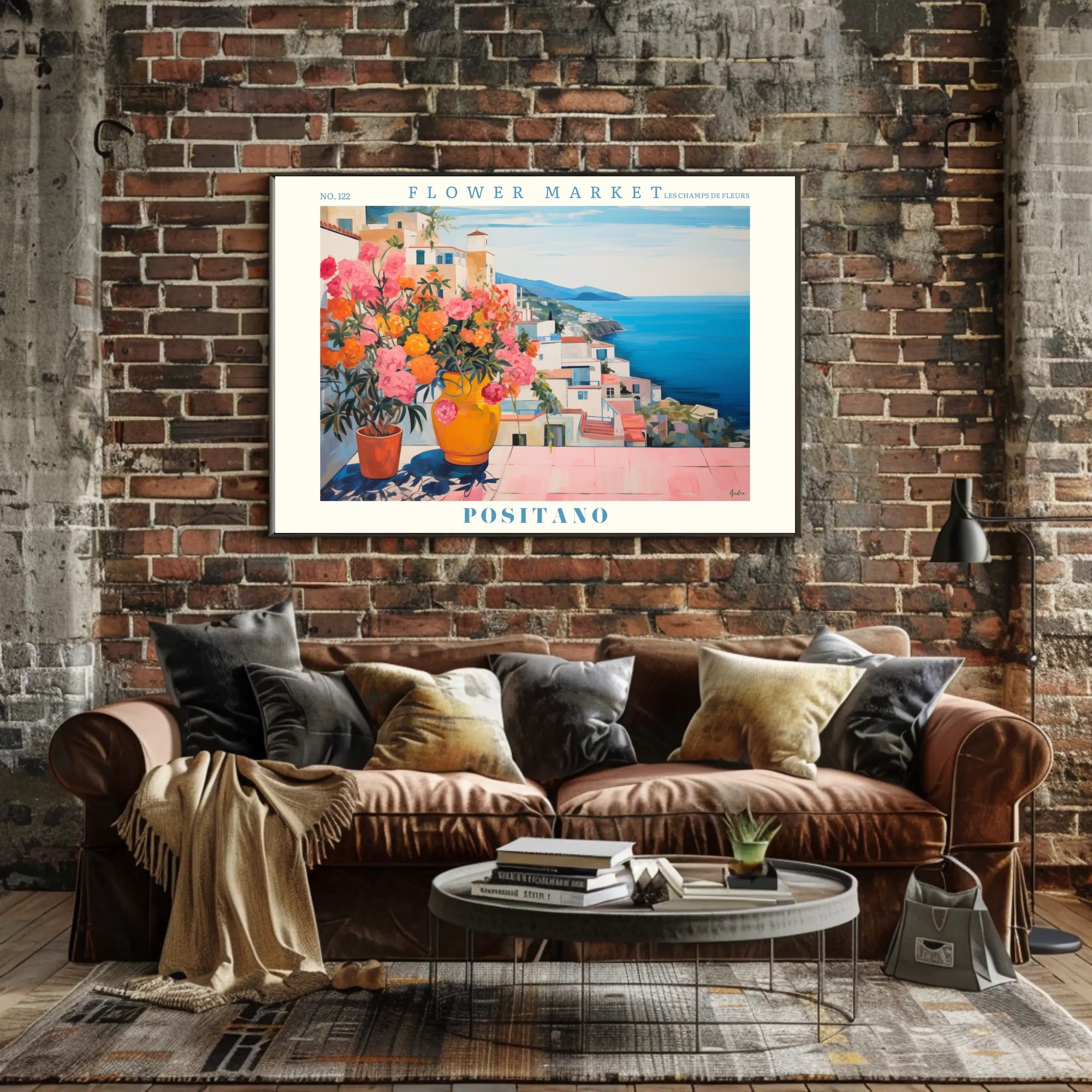 Positano's Vibrant Scenic View: Travel Poster