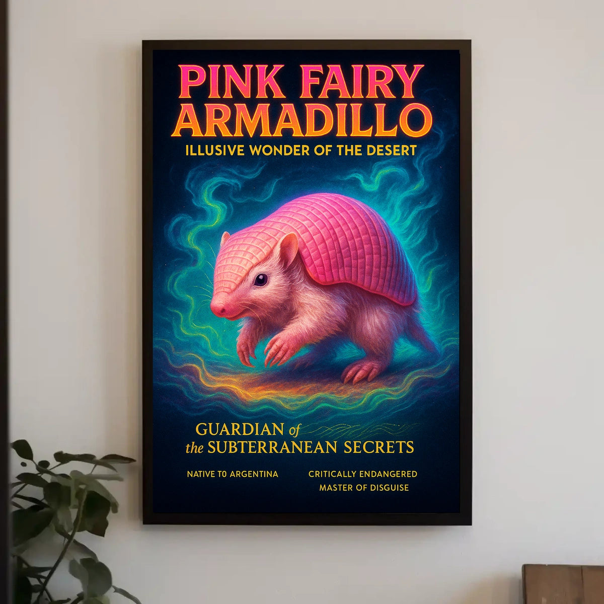 Pink Fairy Armadillo Illusive Wonder of the Desert Poster
