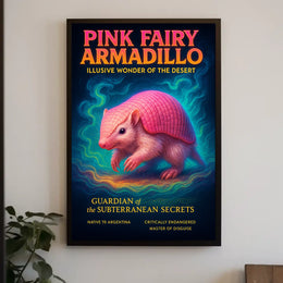 Pink Fairy Armadillo Illusive Wonder of the Desert Poster