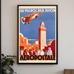 Vintage Moroccan Air Travel Promotion Travel Poster