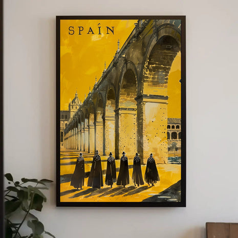 Spanish Stone Arch Vintage Scene in Cultural or Heritage Poster
