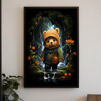 Adventurous Bear in Raincoat Fantasy or Mythology Poster