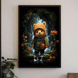Adventurous Bear in Raincoat Fantasy or Mythology Poster