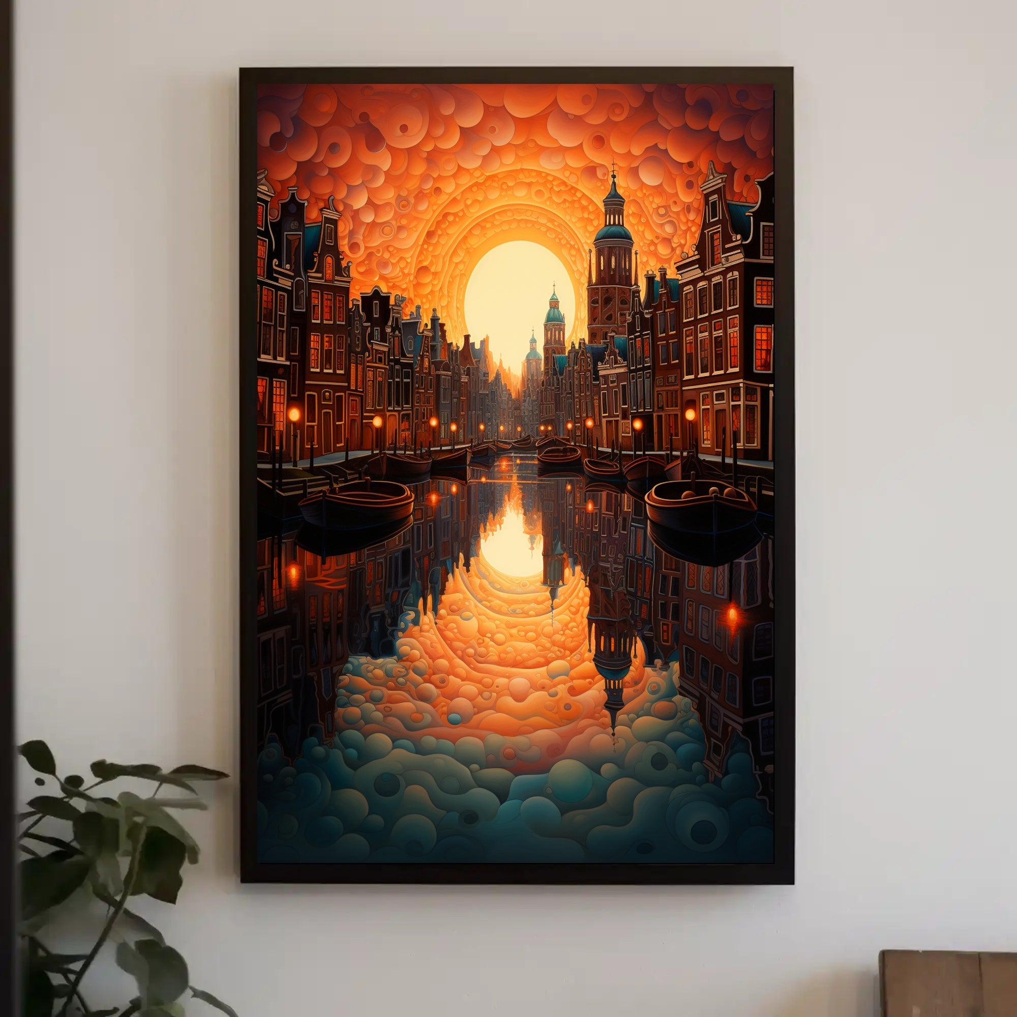 Dreamscape Canal At Sunset Poster