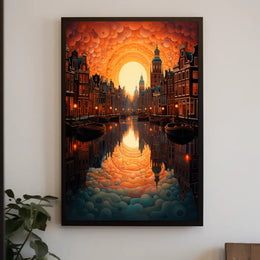 Dreamscape Canal At Sunset Poster