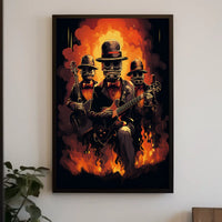 Inferno Groove Fiery Cyberpunk Trio Music Poster