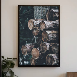 Stacked Logs Woodland Serenity: National Park Poster