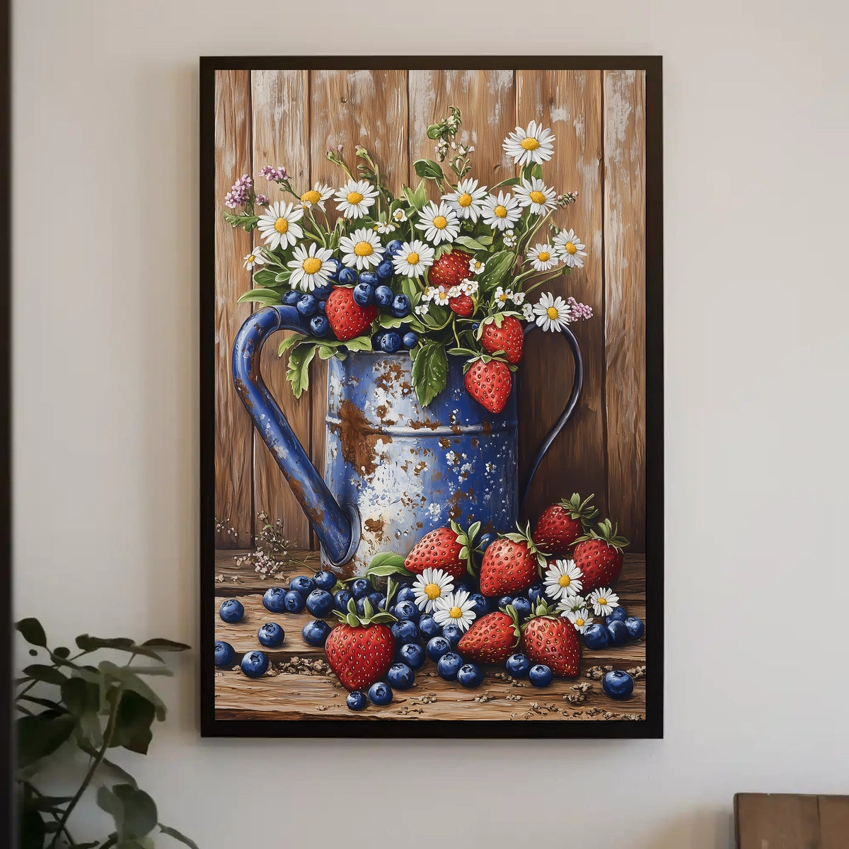 Floral Still Life In Weathered Metal Watering Can Poster