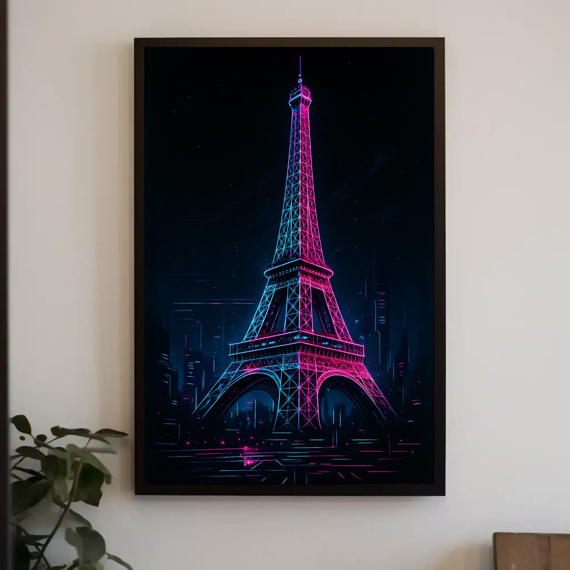 Neon Dreams Eiffel Tower Poster