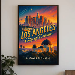 Los Angeles Skyline Vintage Travel Poster Art