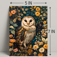 Barn Owl Enchantment in Bloom: Animal Poster