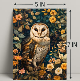 Barn Owl Enchantment in Bloom: Animal Poster