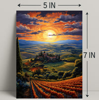 Sunset Over Tuscan Hills Poster